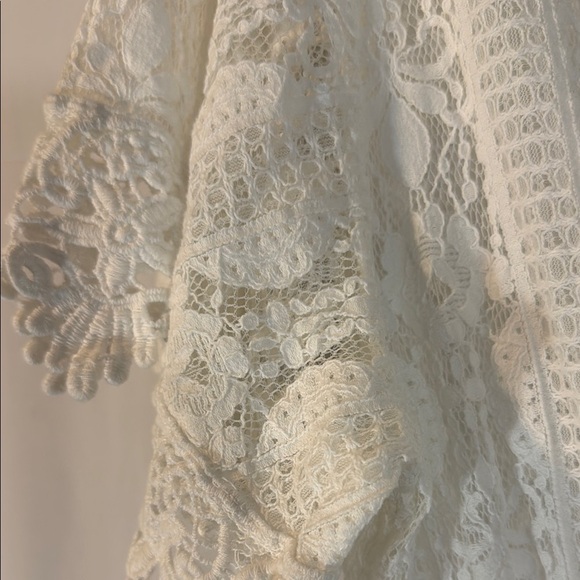 Yolly Italy White Lace Crochet Jumpsuit OS Wide Leg V-Neck - Picture 12 of 14